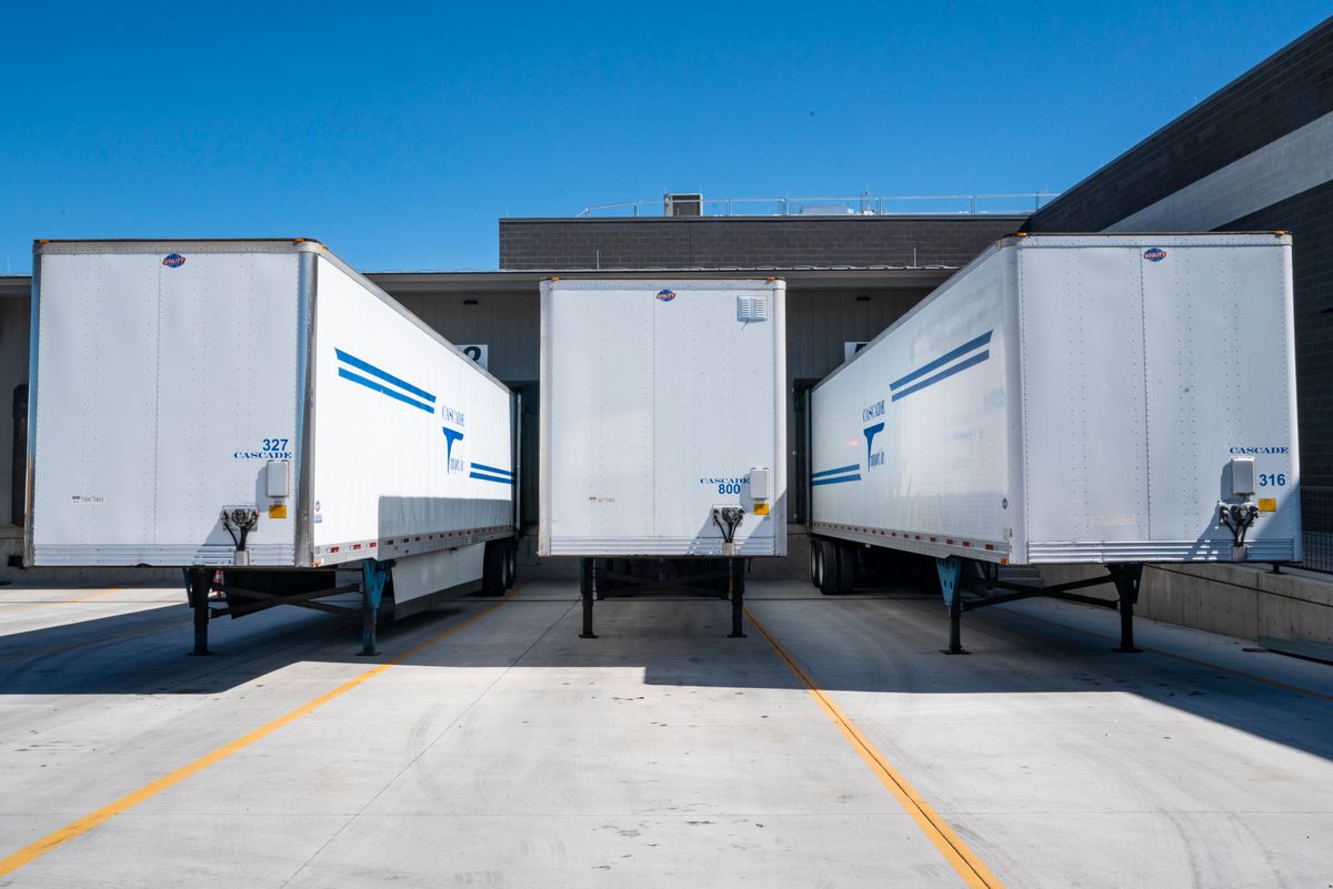 Freight trailers at loading dock